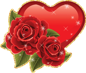 Gif animé coeur et roses